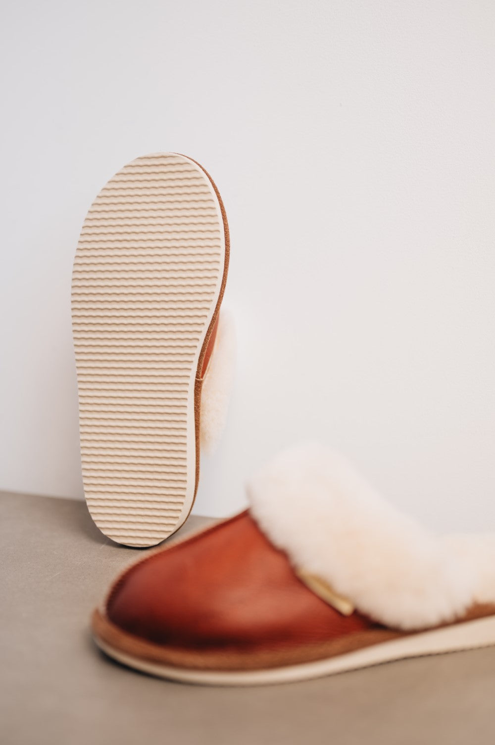 Womens Sheepskin Slipper with sole Slip on