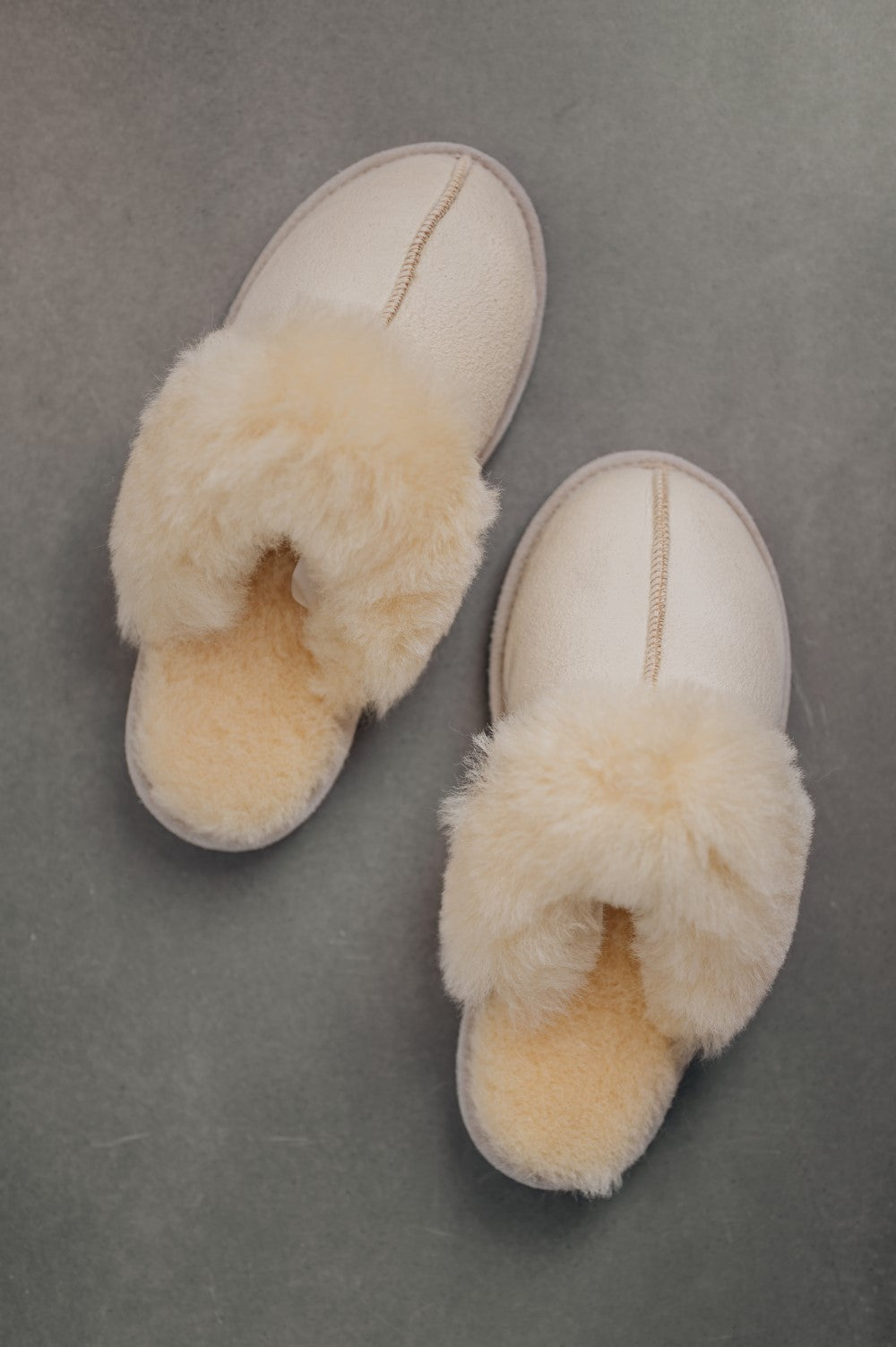 Womens White and cream in colour Sheepskin Slipper with sole Slip on