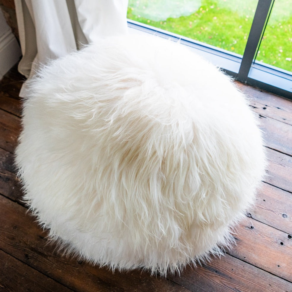 White Full Sheepskin Yoga / Exercise Ball.