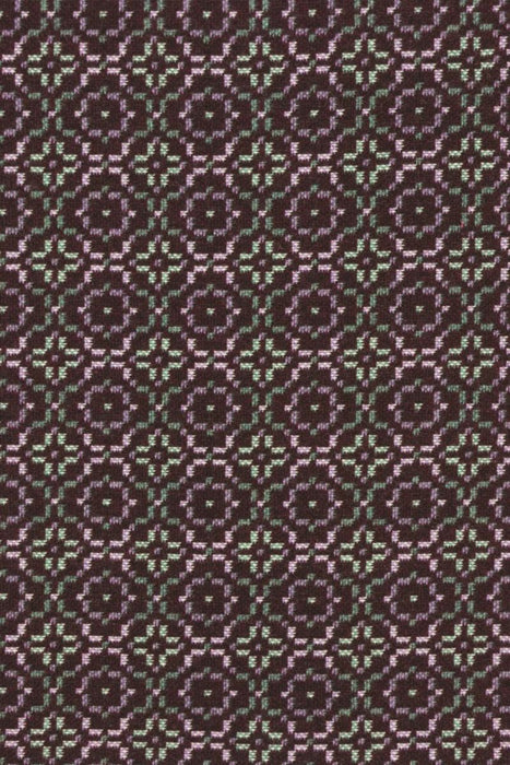 Melin Tregwynt woven wool throw or blanket in dark purple with lilac and grey Vintage Rose pattern repeat