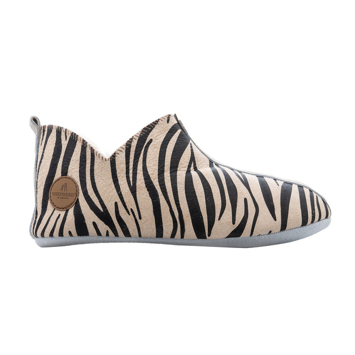 Lina Tiger Honey soft soled Women's Slippers. Features a light beige and black Tiger striped outer.