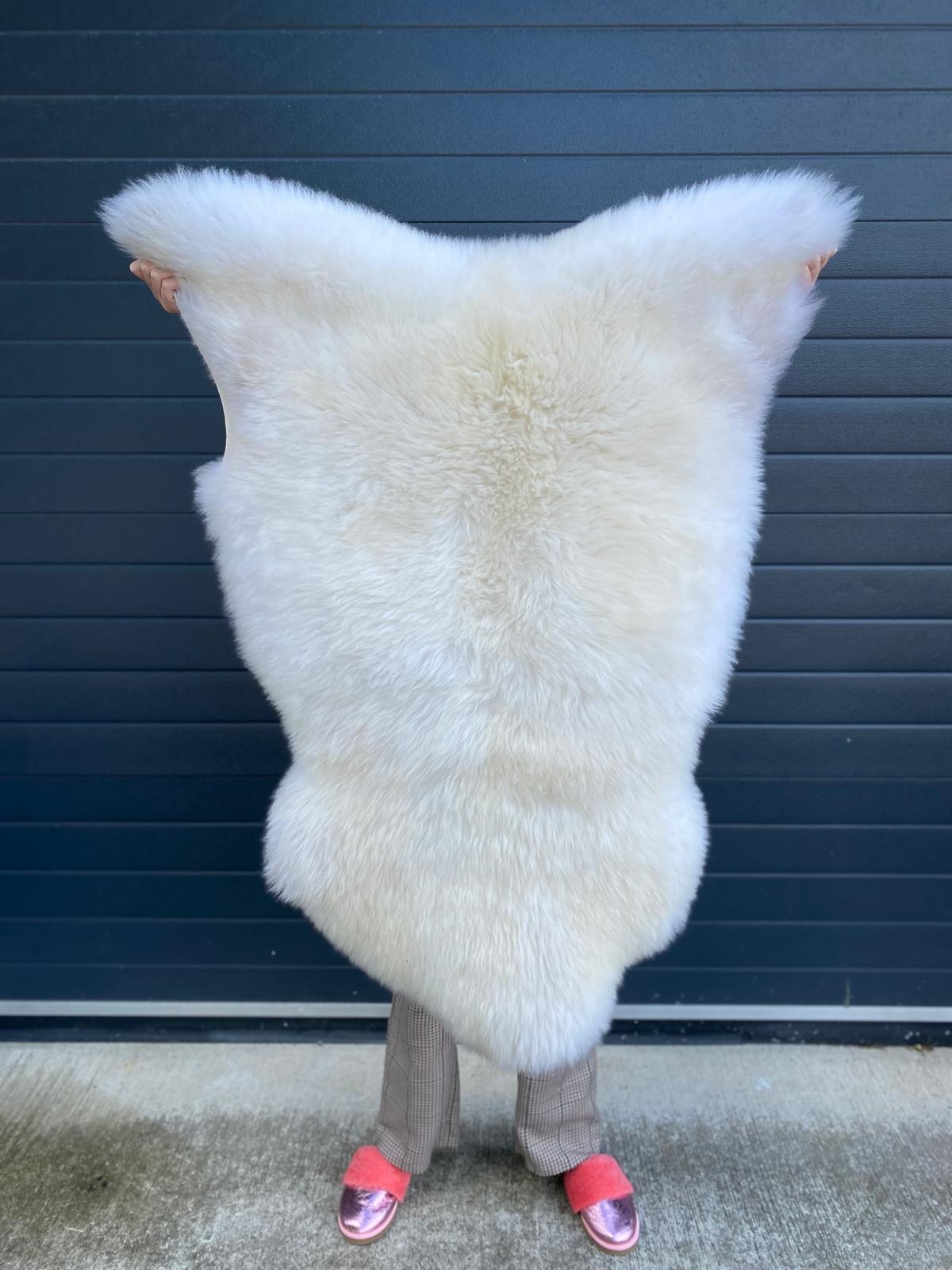 light rare bread British sheepskin rug