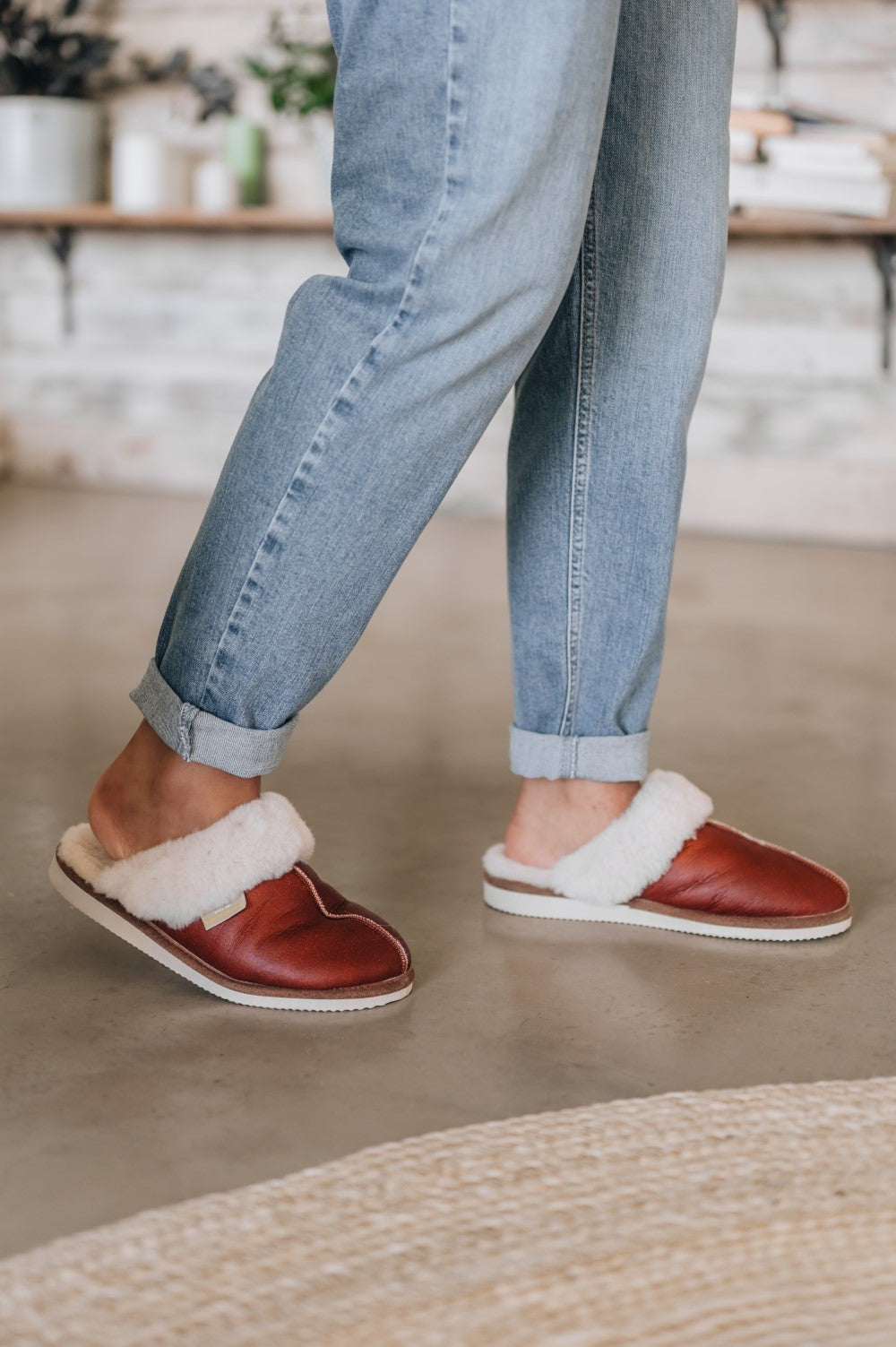 gwen in stone sheepskin slip on slipper by westmorland sheepskins