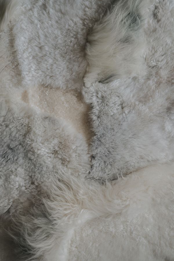Close-up of textures and tones of a melange multilayer designer rug
