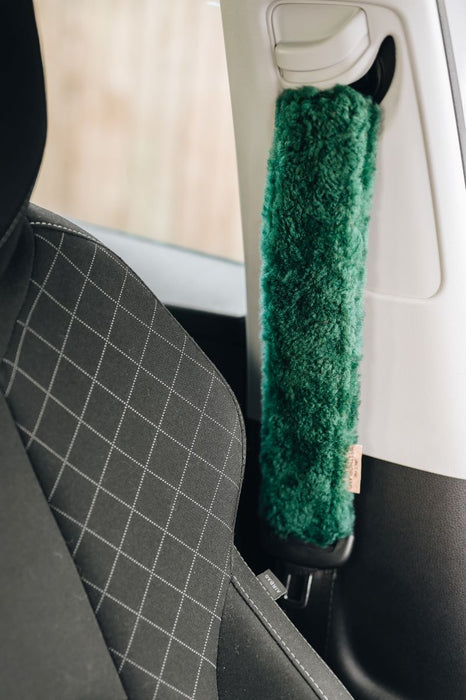 Green sheepskin car seat cover