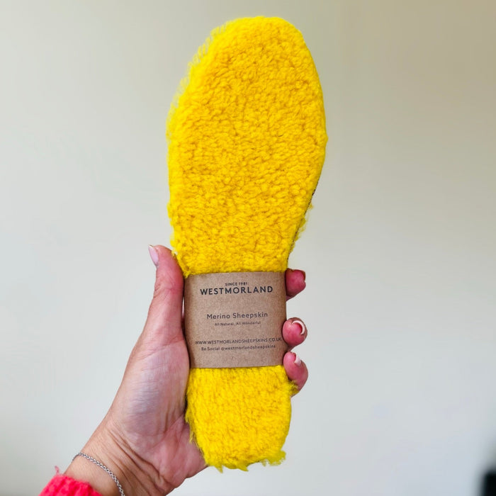 Yellow SS23 Sheepskin and Cork Cuttable Insoles.