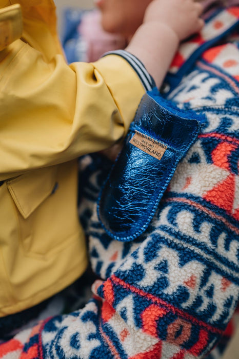 Metallic Blue Sheepskin Mittens for baby