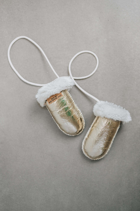 Metallic Platinum Sheepskin Mittens for baby