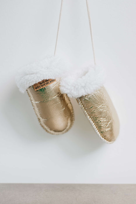 Metallic Platinum Sheepskin Mittens for baby