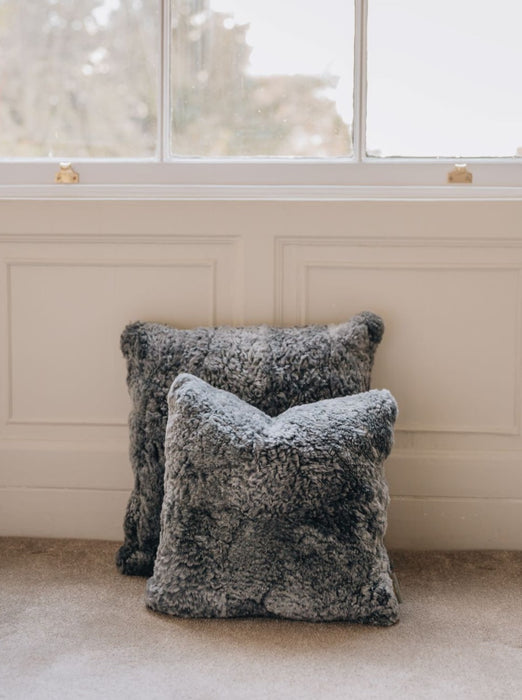 Sheepskin waste less cushion cover in marengo grey