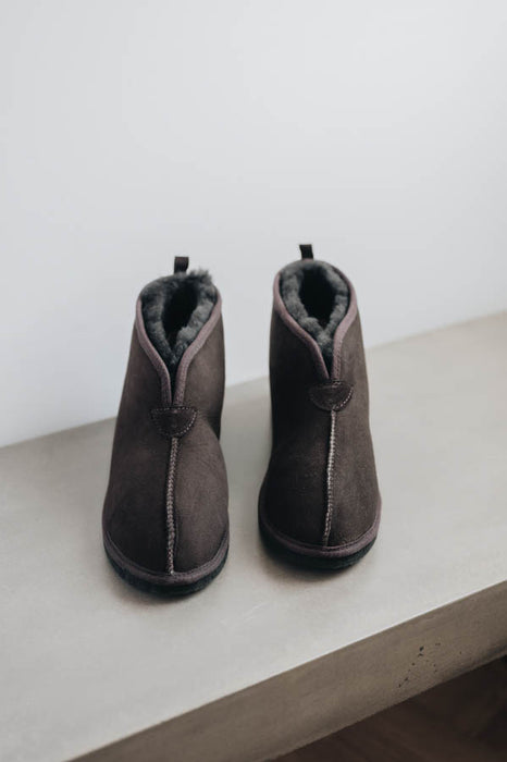 Erin soft merino shearling slipper boot for women - dark brown