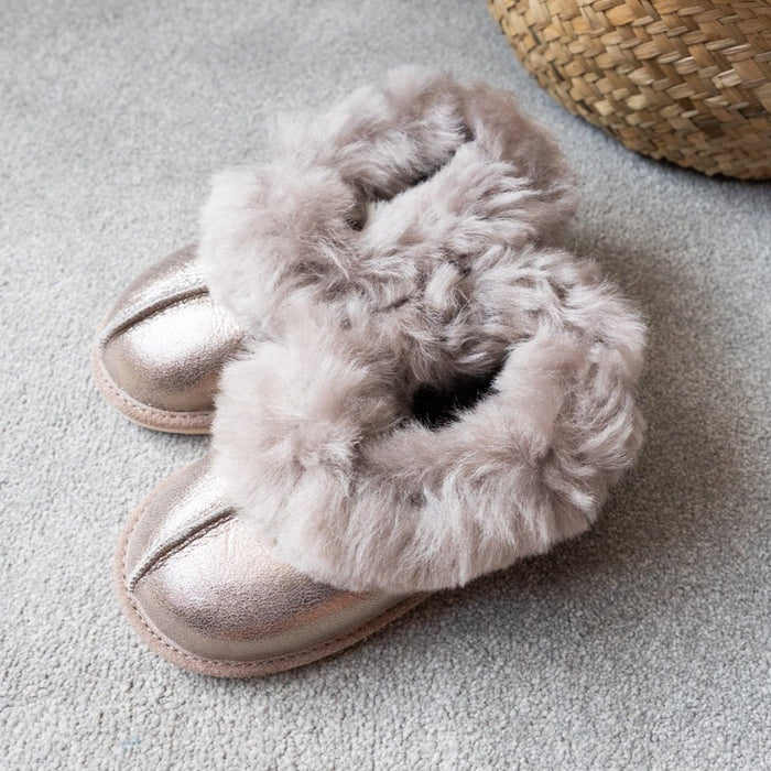 ORLA  Childrens Sheepskin Slipper Boots with Sole (Last Chance)