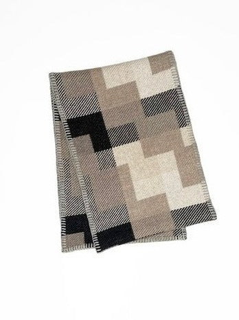woven wool scarf in sandstone colours by salt weave studio