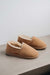 Tan coloured loafer style sheepskin slipper - Tilly profile view