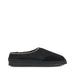 black hard sole sheepskin slip on slippers with low back and stitching details by emu australia 