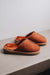 Rust coloured loafer style sheepskin slipper - Willow profile view