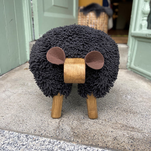Black and Oak Ewemoo Sheep Shaped Footstool.