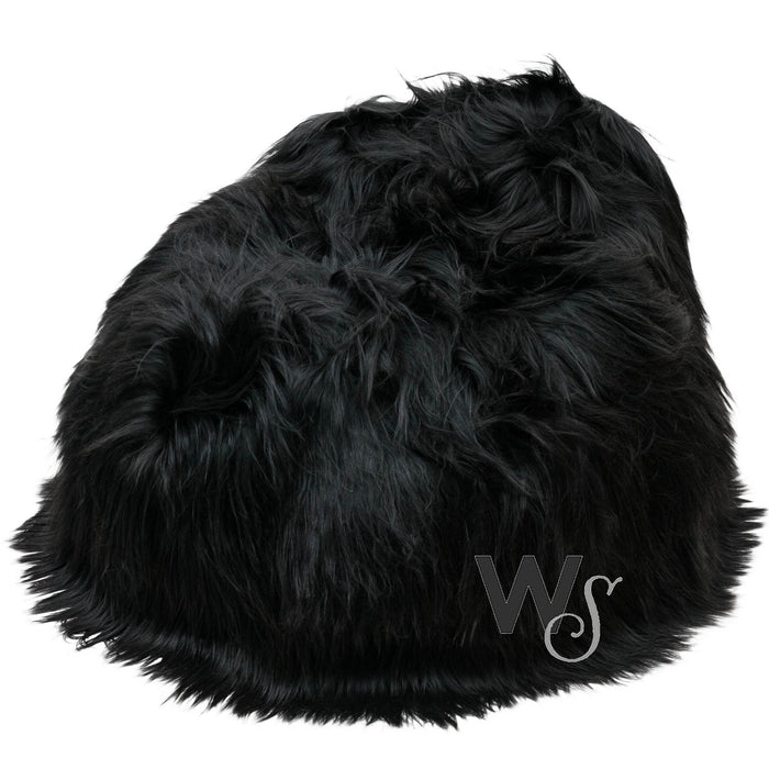 A black long wool Icelandic Sheepskin Beag Bag is featured, with a small 'WS (Westmorland Sheepskins)' logo in the bottom right corner.