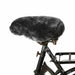 Dark Grey Wide Sheepskin Bike Seat Cover.