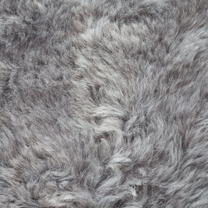 Grey Icelandic Sheepskin Seat Pad, close up of Short Wool texture.