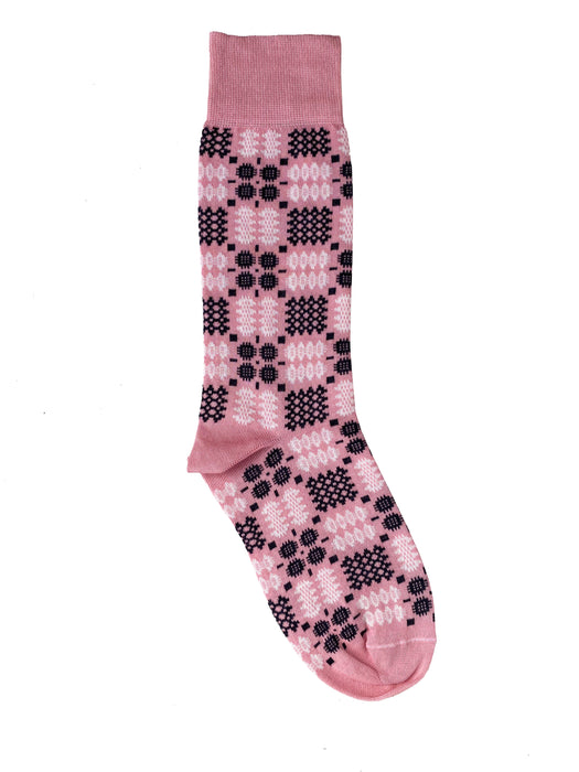 MABLI Rhosyn Pink Carthen socks are Made in Wales at Royal Warrant grantees Corgi Hosiery and designed by the fabulously unique brand, Mabli from South Wales.