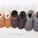 Brown, Tan and Grey Baby Soft Soled Slippers.