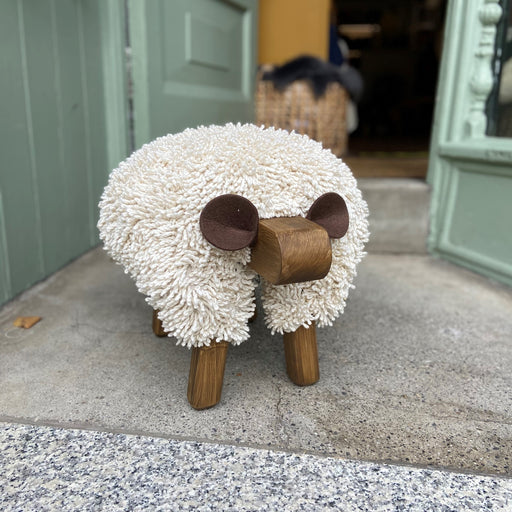 Ivory and Oak Ewemoo Sheep Shaped Footstool.