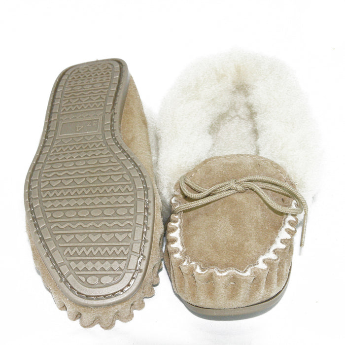 Women Moccasin Slipper wool lined with outdoor Sole