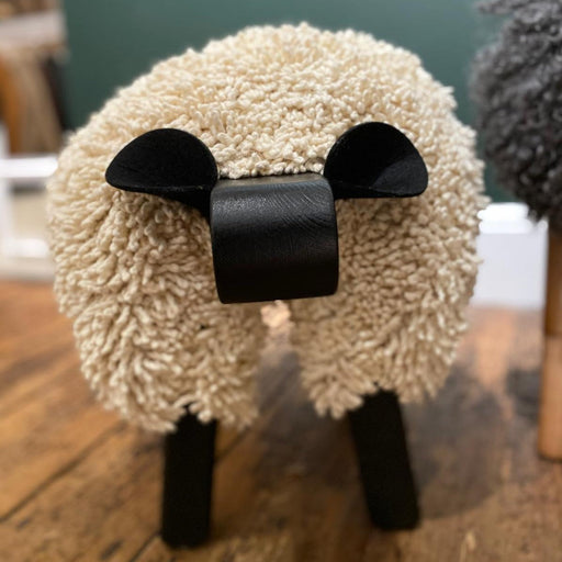 Ivory and Black Oak Ewemoo Sheep Shaped Footstool.