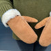 Womens Sheepskin Mittens in Tan