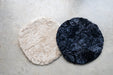 Oatmeal and Black Smoke Round Waste Less Sheepskin Padded Seat Pad.