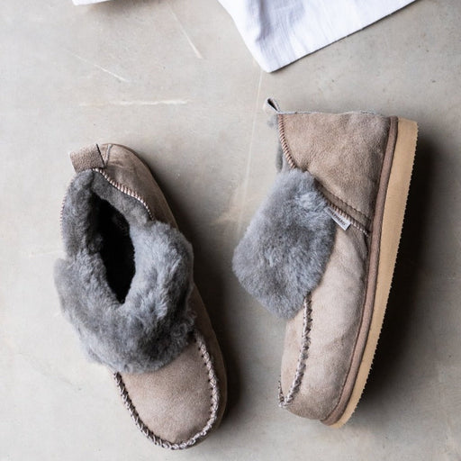 Ablina Shepherd Slippers for women with a hard sole in stone