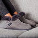 Genuine Womens Sheepskin Slippers with a sole by Shepherd Style Bella in Asphalt shown on the foot