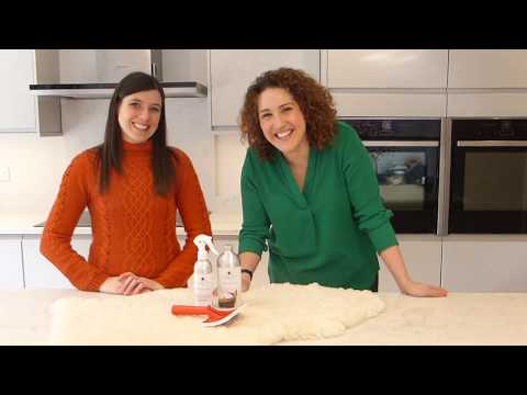 Video of Dominique from Westmorland Sheepskins and Sarah Turner of Little Beau Sheep demonstrating how to wash a sheepskin nursing rug.