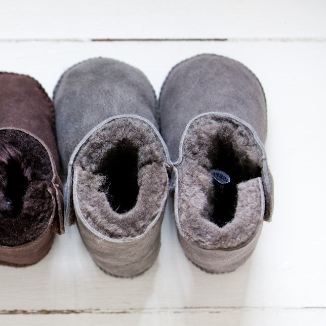 Grey Sheepskin Soft Soled Booties.